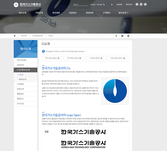 한국가스기술공사의 CI를 우리말로 바꿔주세요