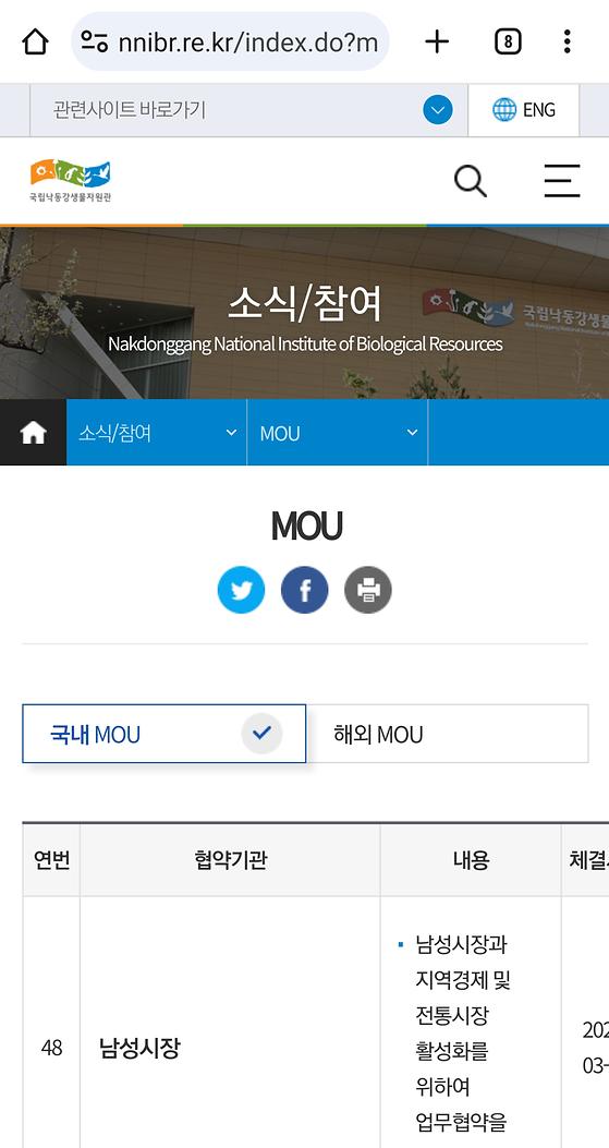 국립낙동강생물자원관 - MOU