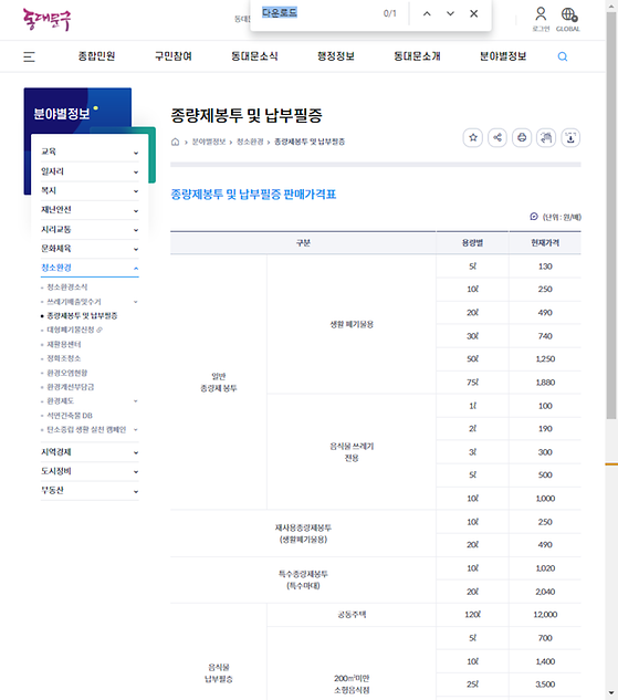 다운로드 = 내려받기