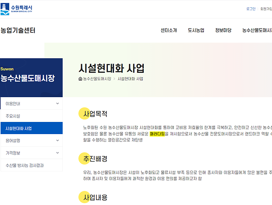 수원시 패러다임을 우리말로 바꿔주세요