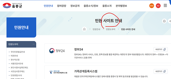 울릉군청 사이트